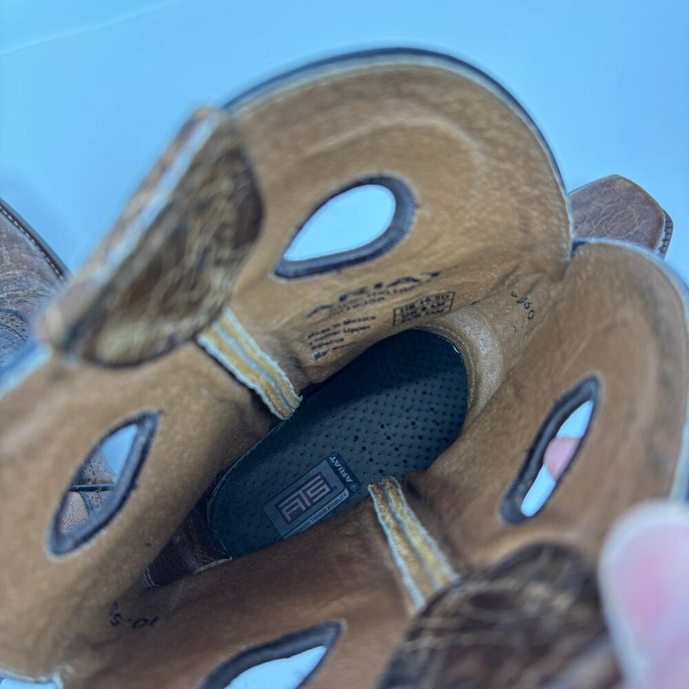 Ariat Heritage Roughstock Boots Mens 10.5 Square Toe Western Cowboy Brwn Leather - Picture 5 of 14